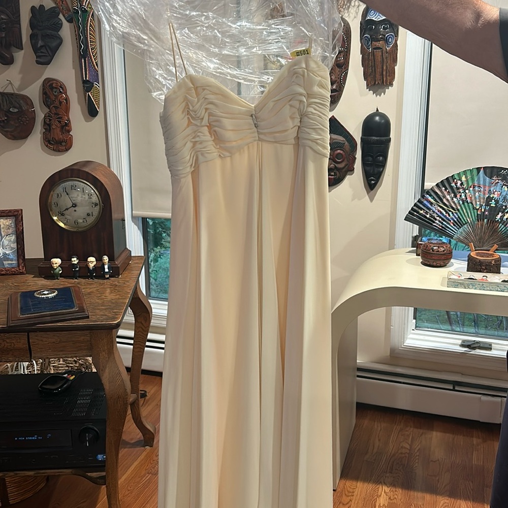 Pale yellow bridesmaid dress